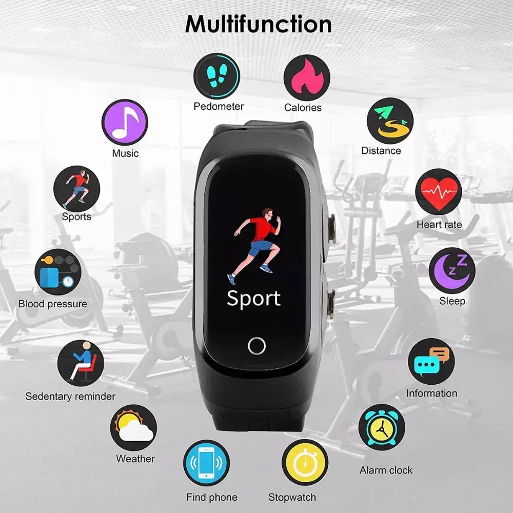 Smart Dual 2-In-1 Fitness Tracker & Wireless Earbuds